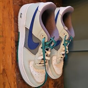Nike Air Force 1 Sneakers - Blue and White Size 6y